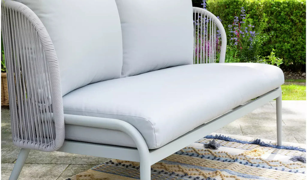 Virasat Outdoor Sofa Set 2 Seater, 2 Single Seater and 1 Center Table Set (Light Silver) Braided & Rope-VIRASAT FURNITURE & FURNISHING
