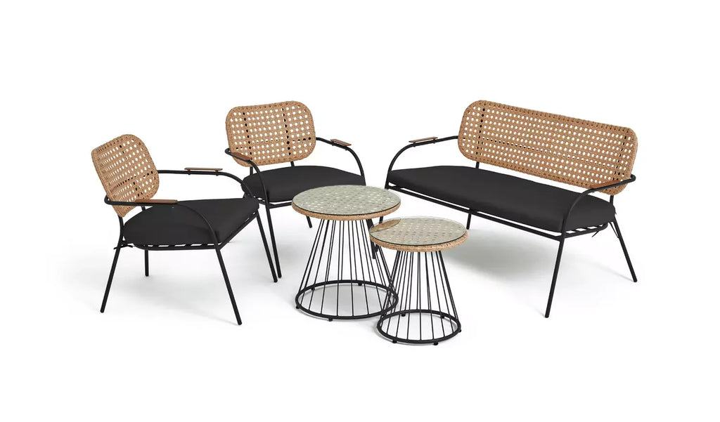 Virasat Outdoor Garden Balcony Sofa Set 2 Seater, 2 Single Seater, 1 Side Table, and 1 Center Table Set (Honey + Grey)-VIRASAT FURNITURE & FURNISHING