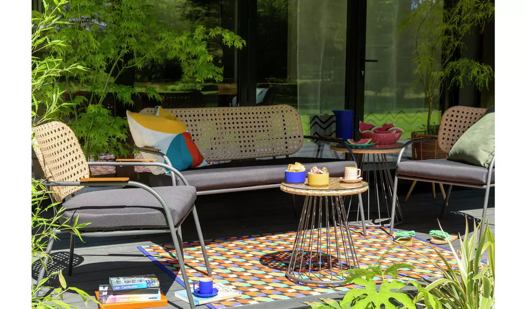 Virasat Outdoor Garden Balcony Sofa Set 2 Seater, 2 Single Seater, 1 Side Table, and 1 Center Table Set (Honey + Grey)-VIRASAT FURNITURE & FURNISHING