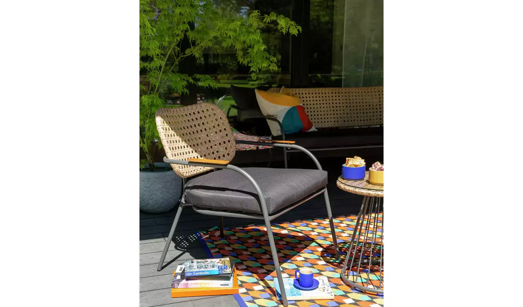Virasat Outdoor Garden Balcony Sofa Set 2 Seater, 2 Single Seater, 1 Side Table, and 1 Center Table Set (Honey + Grey)-VIRASAT FURNITURE & FURNISHING