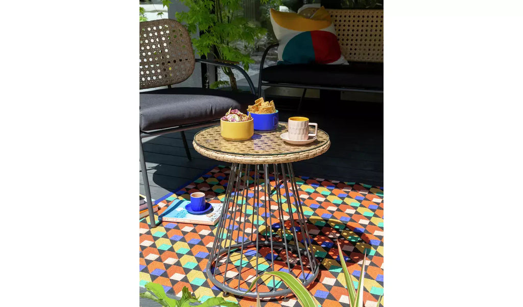 Virasat Outdoor Garden Balcony Sofa Set 2 Seater, 2 Single Seater, 1 Side Table, and 1 Center Table Set (Honey + Grey)-VIRASAT FURNITURE & FURNISHING