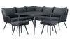 Virasat Outdoor Sofa Set 5 Seater, 2 ottoman and 1 Center Table Set (Black) Braided & Rope-VIRASAT FURNITURE & FURNISHING
