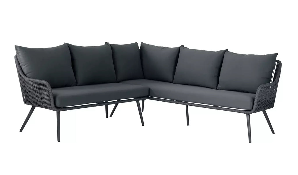 Virasat Outdoor Sofa Set 5 Seater, 2 ottoman and 1 Center Table Set (Black) Braided & Rope-VIRASAT FURNITURE & FURNISHING