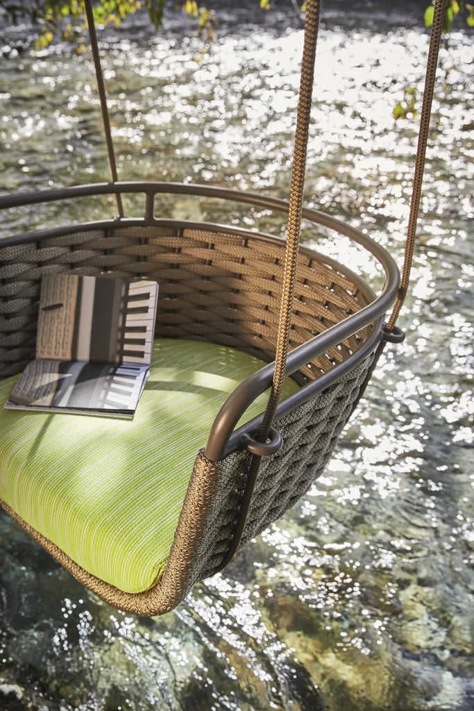 Virasat Single Seater Hanging Swing Without Stand For Balcony, Garden Swing (Brown) Braided & Rope-VIRASAT FURNITURE & FURNISHING