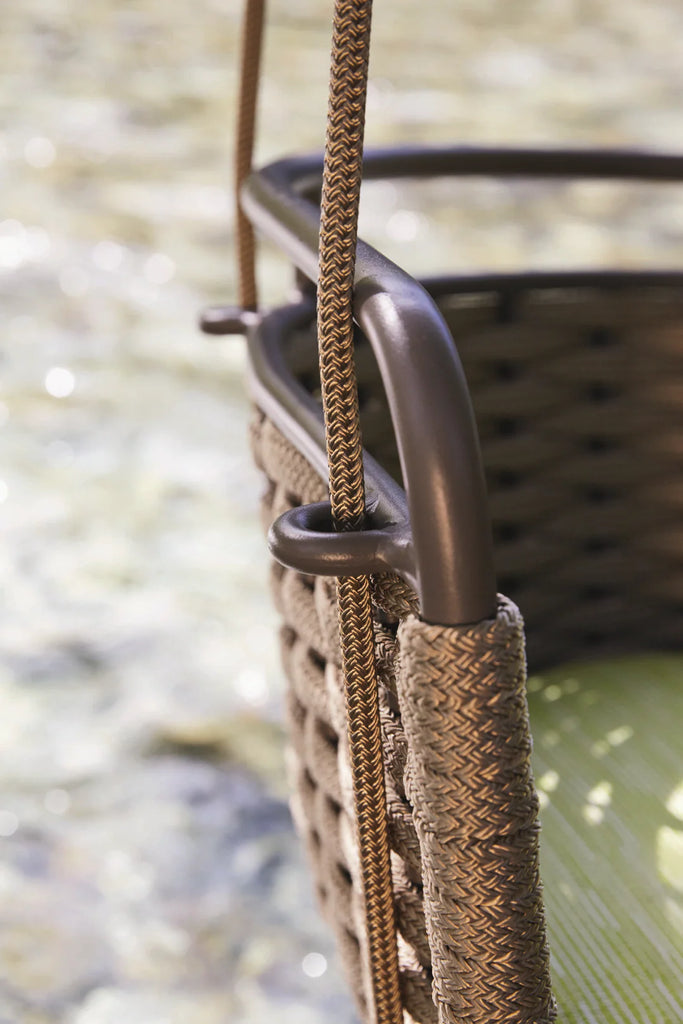VIRASAT FURNITURE GRECO SINGLE SEATER HANGING SWING WITHOUT STAND FOR BALCONY & GARDEN SWING (BROWN) BRAIDED & ROPE