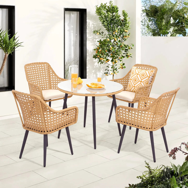 Virasat Nano Outdoor Patio Seating Set 4 Chairs and 1 Table Set (Tan)