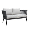 VIRASAT FURNITURE OUTDOOR GREY ROPE SOFA SET 7-SEATER WITH GLASS TOP CENTER TABLE