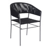 VIRASAT FURNITURE 3-Piece Black Rope Outdoor Patio Set with Cushions & Center Table