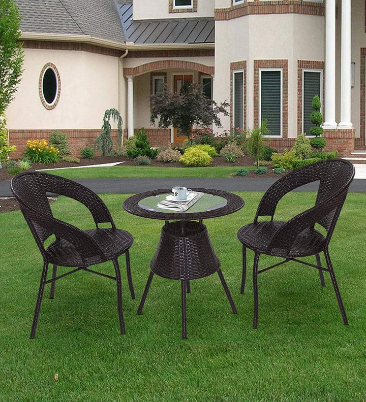 Virasat Gem Outdoor Patio Seating Set 2 Chairs and 1 Table Set (Brown)