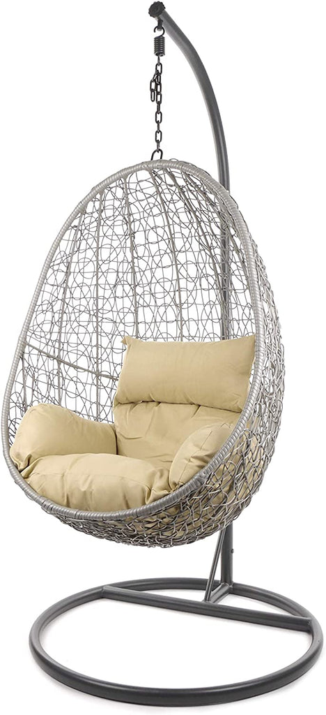 Virasat Single Seater Hanging Swing With Stand For Balcony , Garden Swing (Dark Grey)-VIRASAT FURNITURE & FURNISHING