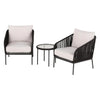 VIRASAT FURNITURE 3 Piece Outdoor Rope Bistro Set (Black & White)