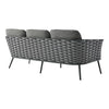 VIRASAT FURNITURE 4 PIECE OUTDOOR ROPE SOFA SET WITH WOODEN TOP TABLE (GREY)