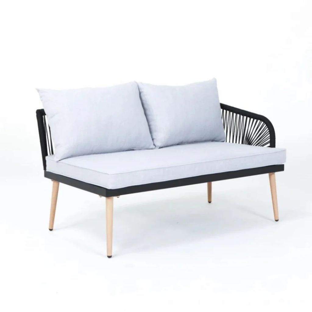 VIRASAT FURNITURE L-SHAPE OUTDOOR ROPE SOFA SET 6-SEATER WITH CENTER TABLE (GREY)