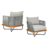 VIRASAT FURNITURE OUTDOOR 6-PIECE ROPE WOVEN CONVERSATION SOFA SET WITH WOODEN TOP TABLE (GREY)