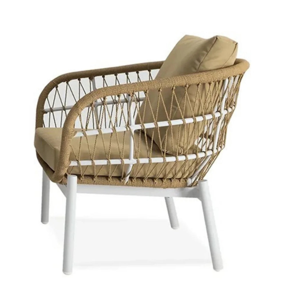 VIRASAT FURNITURE Outdoor Rope 3-Piece Patio Set (Beige & Dark Cream)