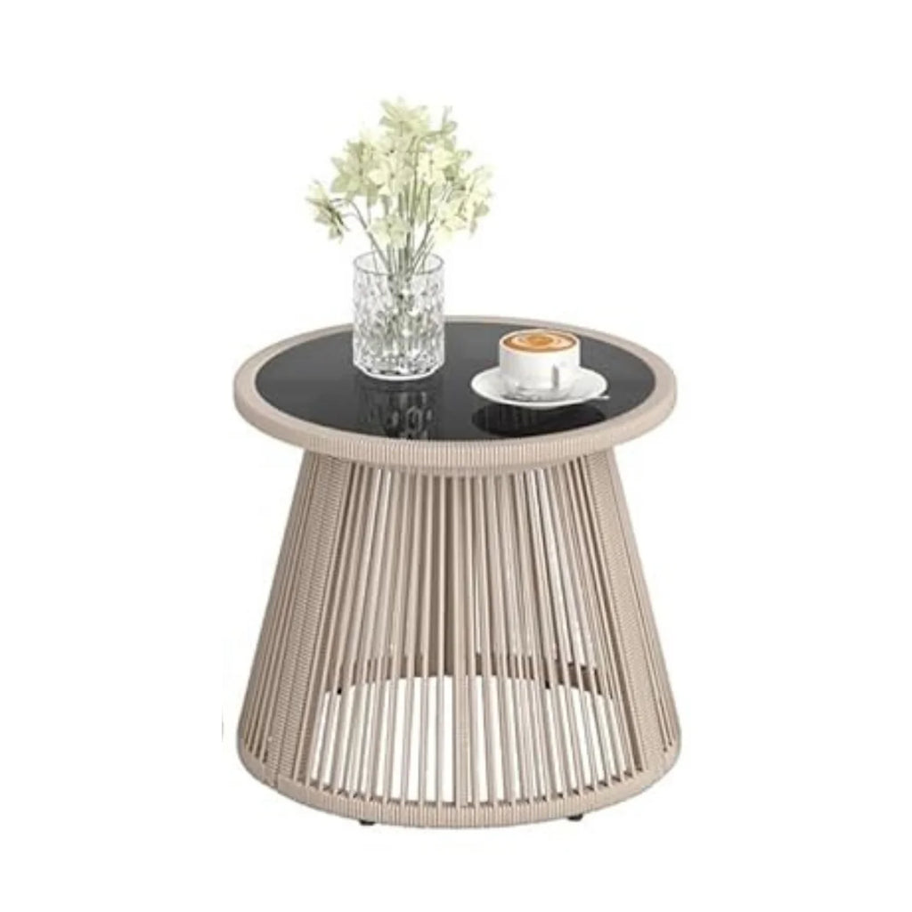 VIRASAT FURNITURE Outdoor Rope 3-Piece Patio Set (Beige & Off-White)