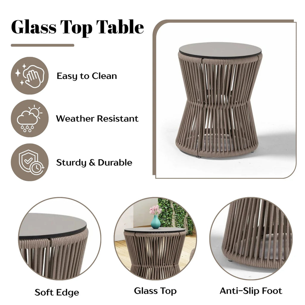 VIRASAT FURNITURE 3-Piece Outdoor Beige Rope Patio Set
