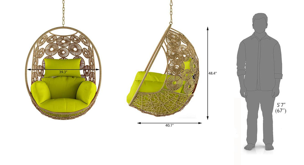 Virasat Single Seater Hanging Swing Without Stand For Balcony , Garden Swing (Honey)-VIRASAT FURNITURE & FURNISHING