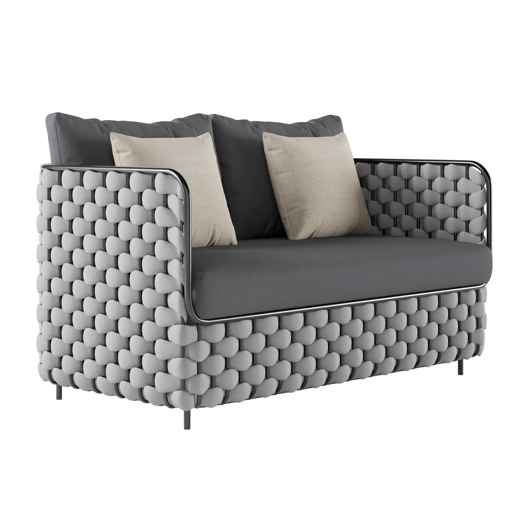 Virasat Outdoor Garden Balcony Sofa Set 2 Seater, 2 Single seater and 1 Center Table Set, Braid & Rope (Grey)-VIRASAT FURNITURE & FURNISHING