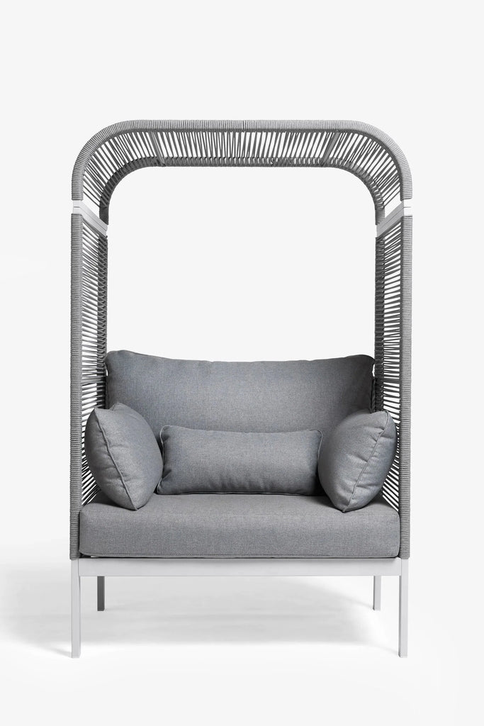 Virasat Outdoor Poolside Sunbed With Cushion Daybed (Grey) Braided &amp; Rope-VIRASAT FURNITURE & FURNISHING