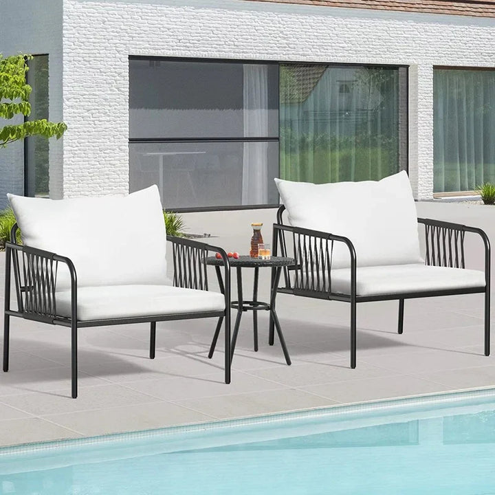 Virasat Rulos Outdoor Patio Seating Set 2 Chairs and 1 Table Set (Black)