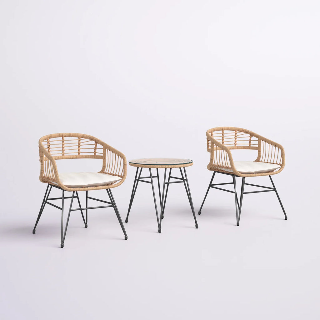 Virasat Outdoor Patio Seating Set 2 Chairs and 1 Table Set (Honey)-VIRASAT FURNITURE & FURNISHING