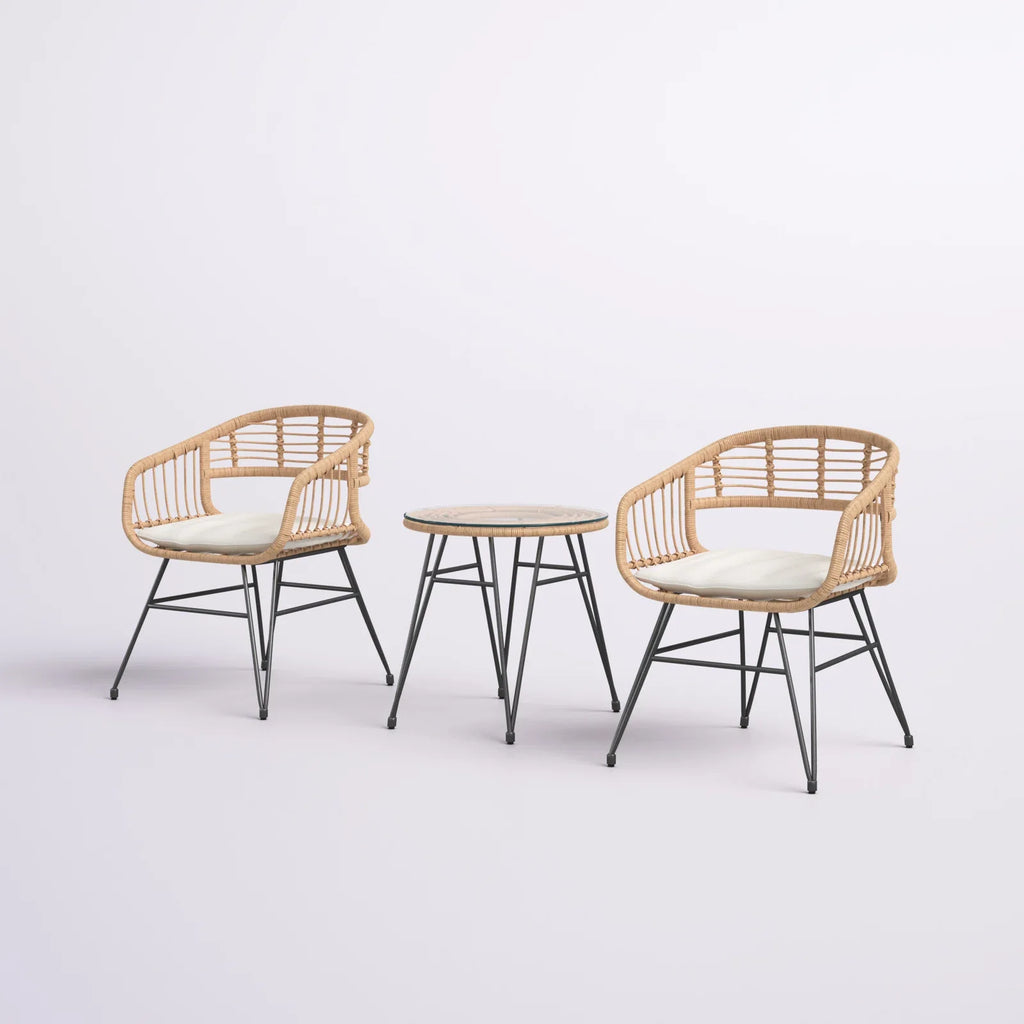 Virasat Outdoor Patio Seating Set 2 Chairs and 1 Table Set (Honey)-VIRASAT FURNITURE & FURNISHING