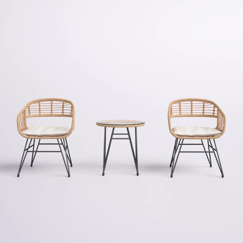 Virasat Outdoor Patio Seating Set 2 Chairs and 1 Table Set (Honey)-VIRASAT FURNITURE & FURNISHING