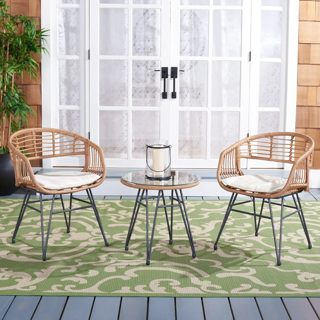 Virasat Outdoor Patio Seating Set 2 Chairs and 1 Table Set (Honey)-VIRASAT FURNITURE & FURNISHING