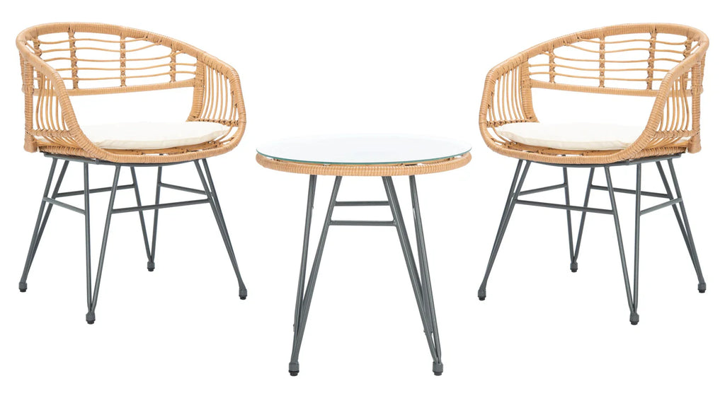 Virasat Outdoor Patio Seating Set 2 Chairs and 1 Table Set (Honey)-VIRASAT FURNITURE & FURNISHING