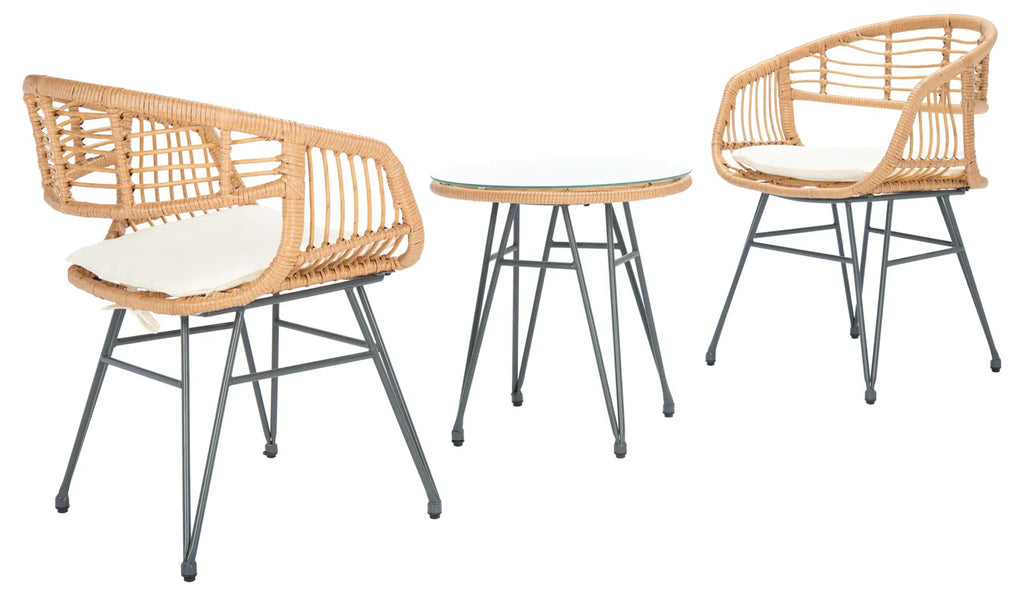 Virasat Outdoor Patio Seating Set 2 Chairs and 1 Table Set (Honey)-VIRASAT FURNITURE & FURNISHING