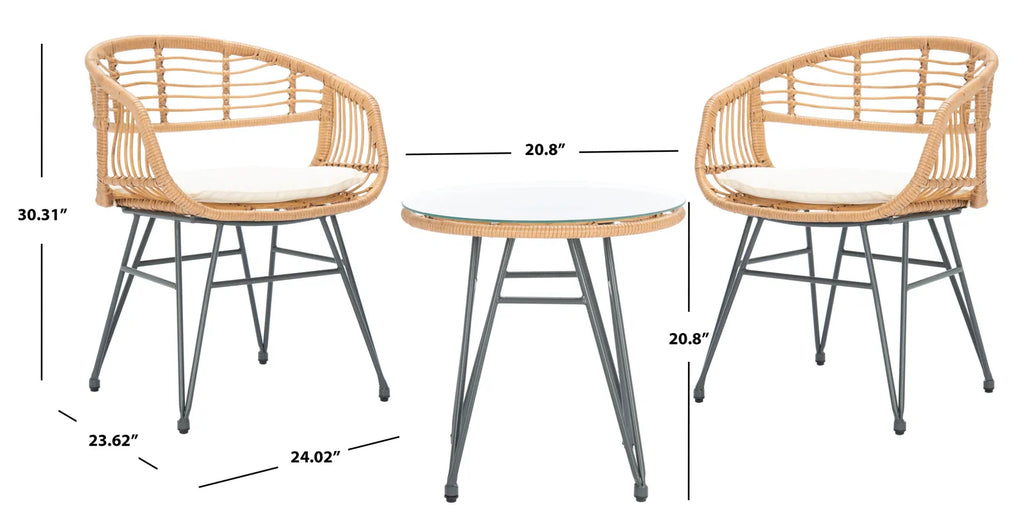 Virasat Outdoor Patio Seating Set 2 Chairs and 1 Table Set (Honey)-VIRASAT FURNITURE & FURNISHING