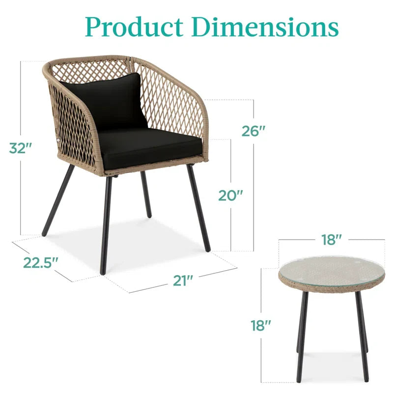Virasat Outdoor Patio Seating Set 2 Chairs and 1 table Set (Tan)-VIRASAT FURNITURE & FURNISHING