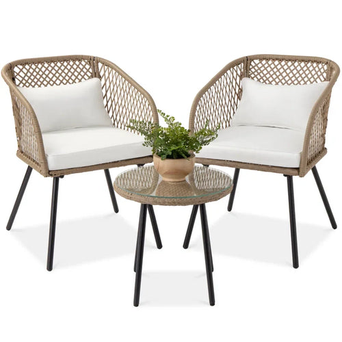 Virasat Outdoor Patio Seating Set 2 Chairs and 1 table Set (Tan)-VIRASAT FURNITURE & FURNISHING