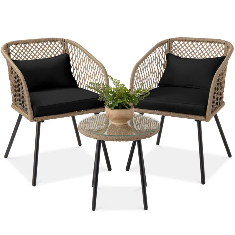 Virasat Outdoor Patio Seating Set 2 Chairs and 1 table Set (Tan)-VIRASAT FURNITURE & FURNISHING