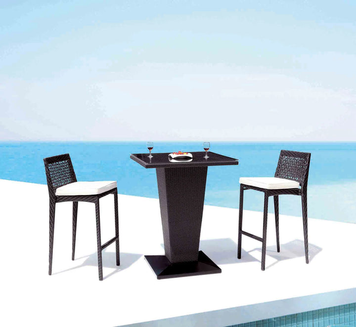 Virasat Neri Outdoor Patio Bar Set 2 Chairs and 1 Table Set Black