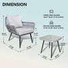 Virasat Outdoor Patio Seating Set 2 Chairs and 1 Table Set (Grey) Braided & Rope-VIRASAT FURNITURE & FURNISHING