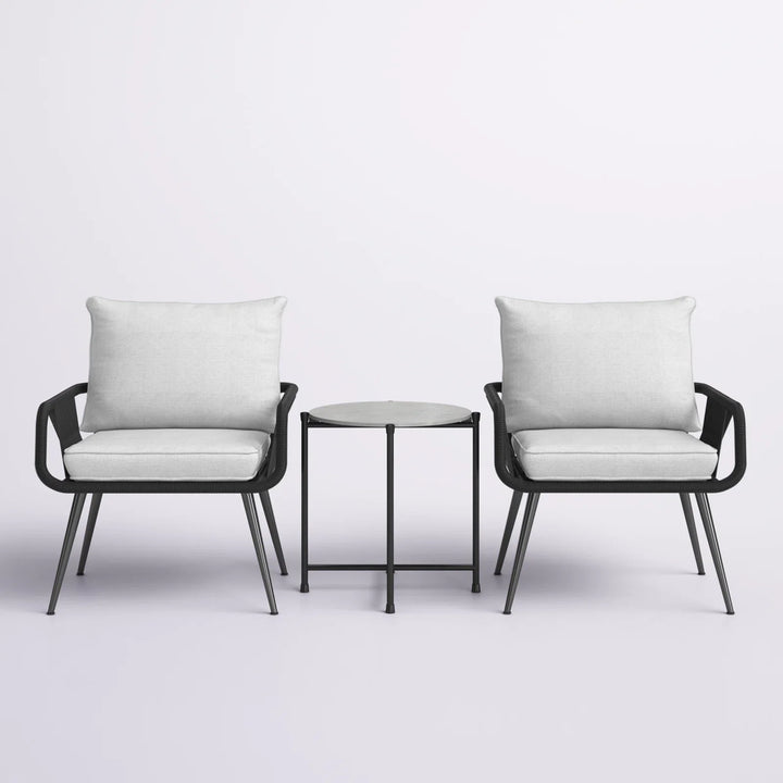 Virasat Outdoor Patio Seating Set 2 Chairs and 1 Table Set (Black) Braided & Rope