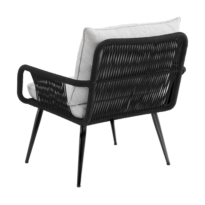 Virasat Outdoor Patio Seating Set 2 Chairs and 1 Table Set (Black) Braided & Rope