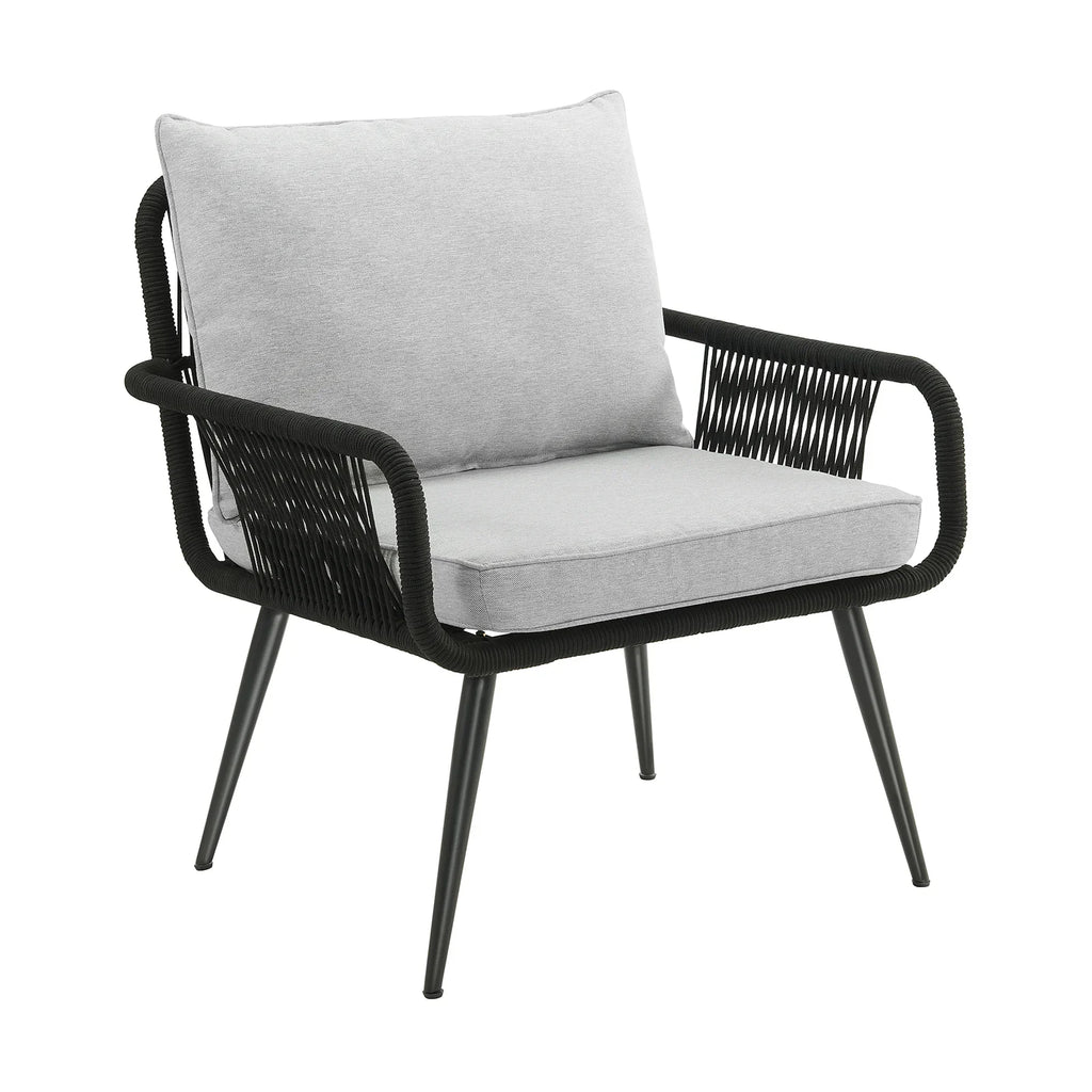 Virasat Outdoor Patio Seating Set 2 Chairs and 1 Table Set (Black) Braided & Rope-VIRASAT FURNITURE & FURNISHING