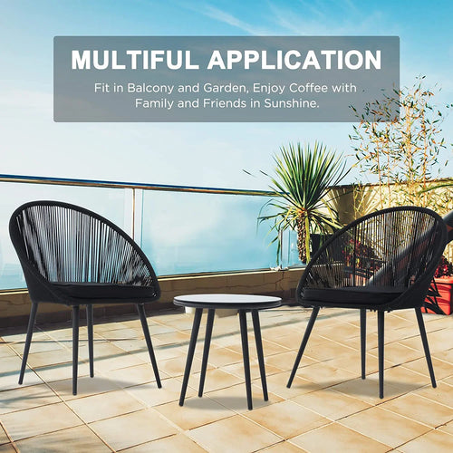 Virasat Outdoor Patio Seating Set 2 Chairs and 1 Table Set (Black)-VIRASAT FURNITURE & FURNISHING