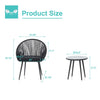 VIRASAT FURNITURE KAAY OUTDOOR PATIO SEATING SET 2 CHAIRS AND 1 TABLE SET (BLACK) BRAIDED & ROPE