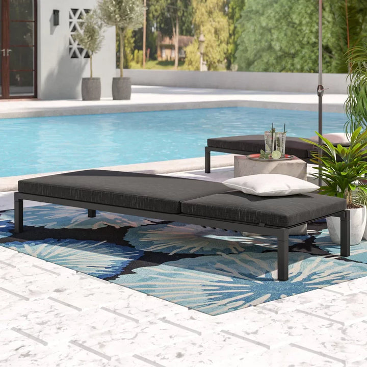 Virasat Outdoor Swimming Poolside Lounger Set of 2 Black
