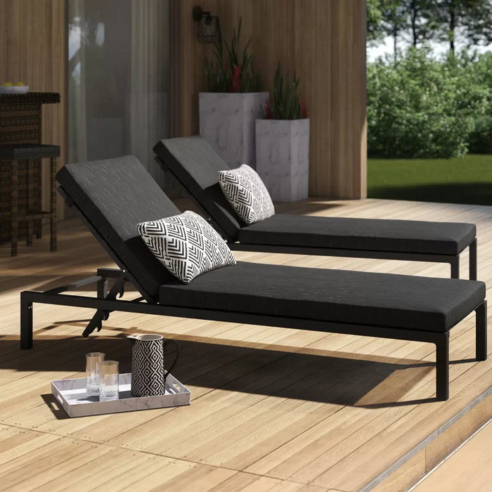 Virasat Outdoor Swimming Poolside Lounger Set of 2 Black-VIRASAT FURNITURE & FURNISHING