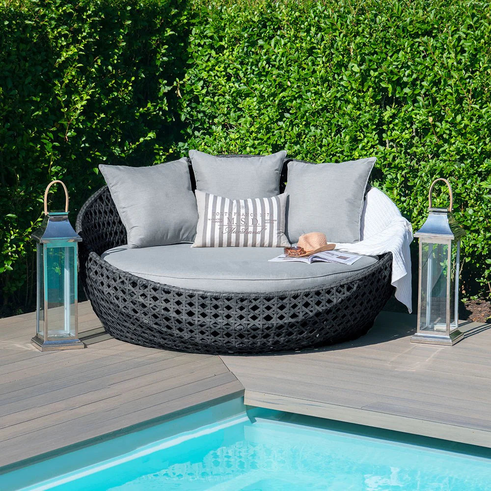 Virasat Outdoor Poolside Sunbed With Cushion Daybed (Grey)-VIRASAT FURNITURE & FURNISHING