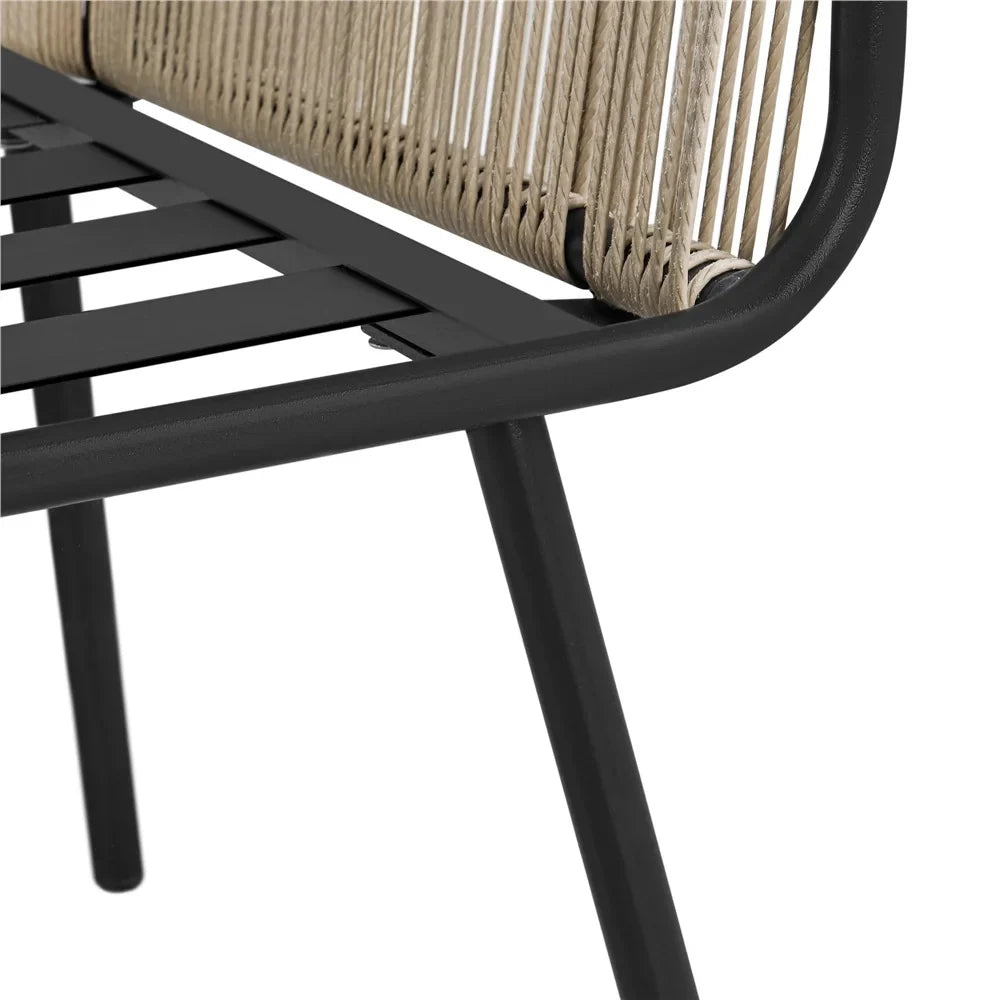 Virasat Outdoor Patio Seating Set 2 Chairs and 1 Table Set (Cream) Braided & Rope-VIRASAT FURNITURE & FURNISHING