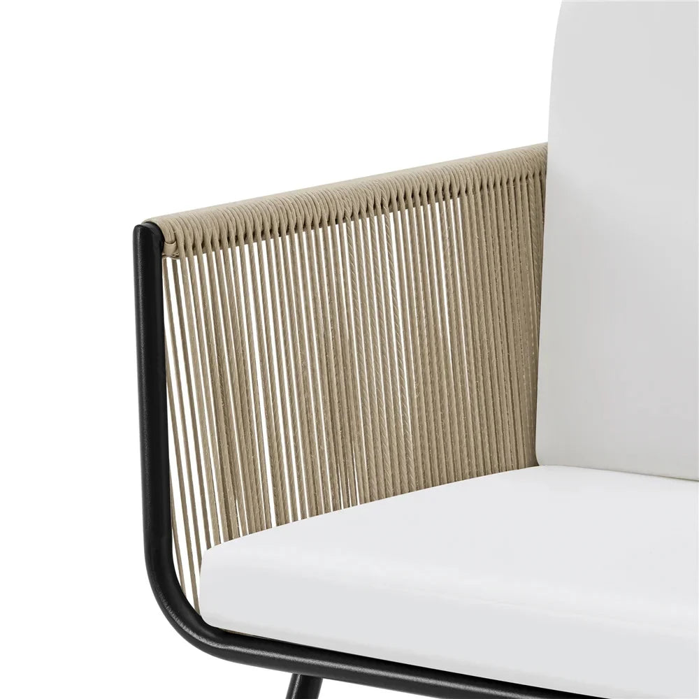 Virasat Outdoor Patio Seating Set 2 Chairs and 1 Table Set (Cream) Braided & Rope-VIRASAT FURNITURE & FURNISHING