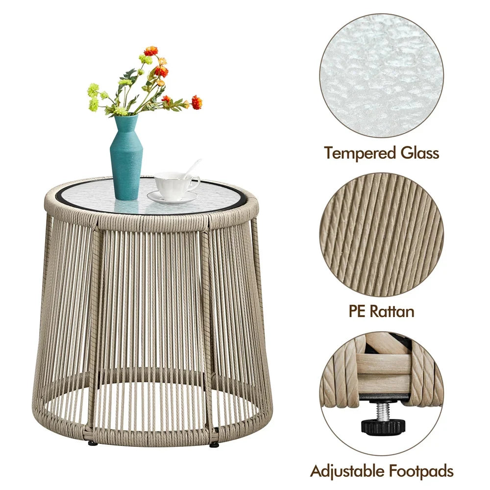Virasat Outdoor Patio Seating Set 2 Chairs and 1 Table Set Cream-VIRASAT FURNITURE & FURNISHING