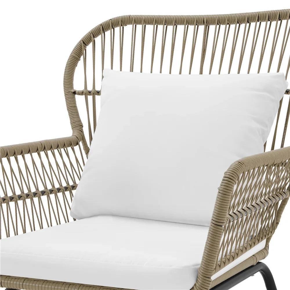 Virasat Outdoor Patio Seating Set 2 Chairs and 1 Table Set Cream-VIRASAT FURNITURE & FURNISHING