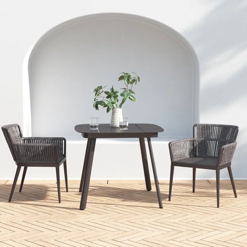 Virasat Outdoor Patio Seating Set 2 Chairs and 1 Table Set (Dark Brown) Braided & Rope-VIRASAT FURNITURE & FURNISHING